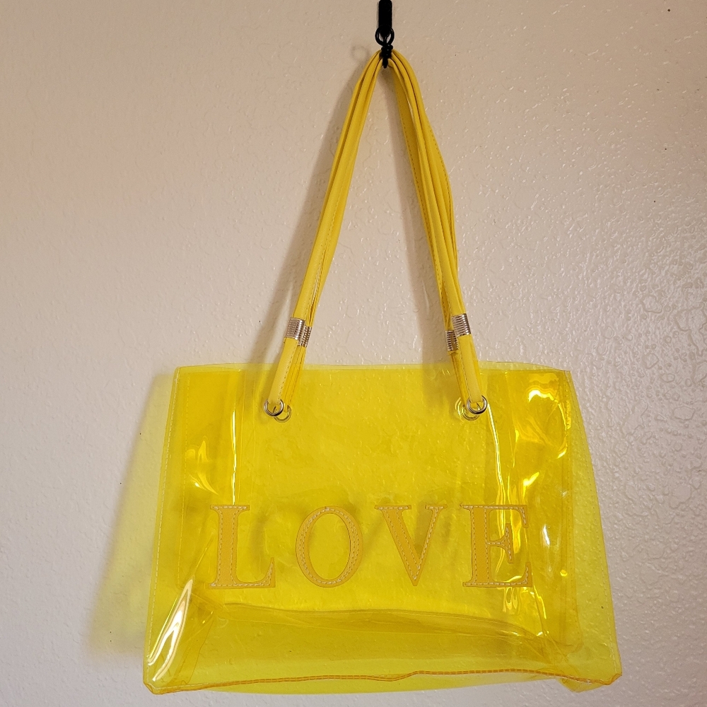🌼Yellow Vinyl Tote🌼 LOVE